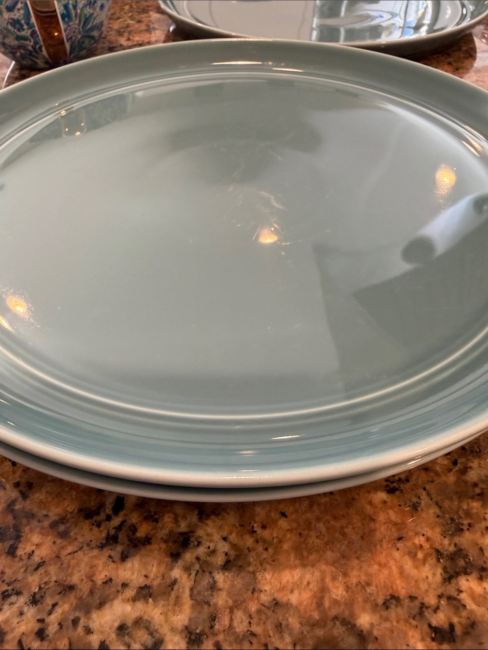 Crate & Barrel Set of 2 Dinner Plates - Aaron Probyn - wedgwood blue